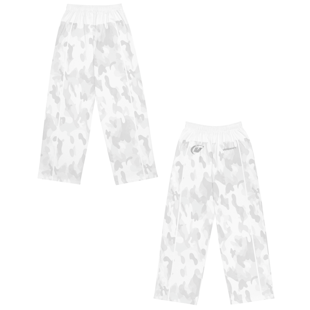 White Military Camo wide-leg pants