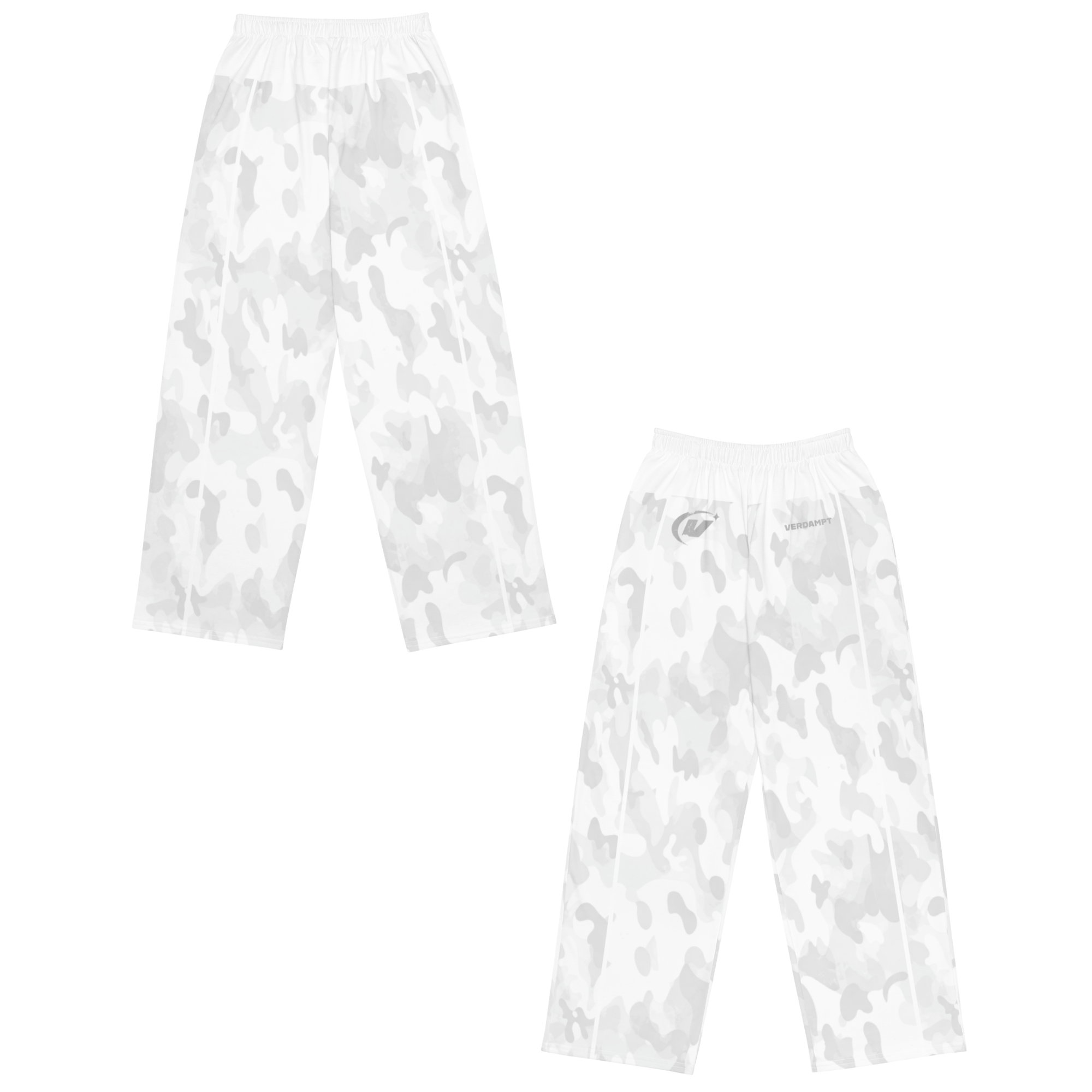 White Military Camo wide-leg pants