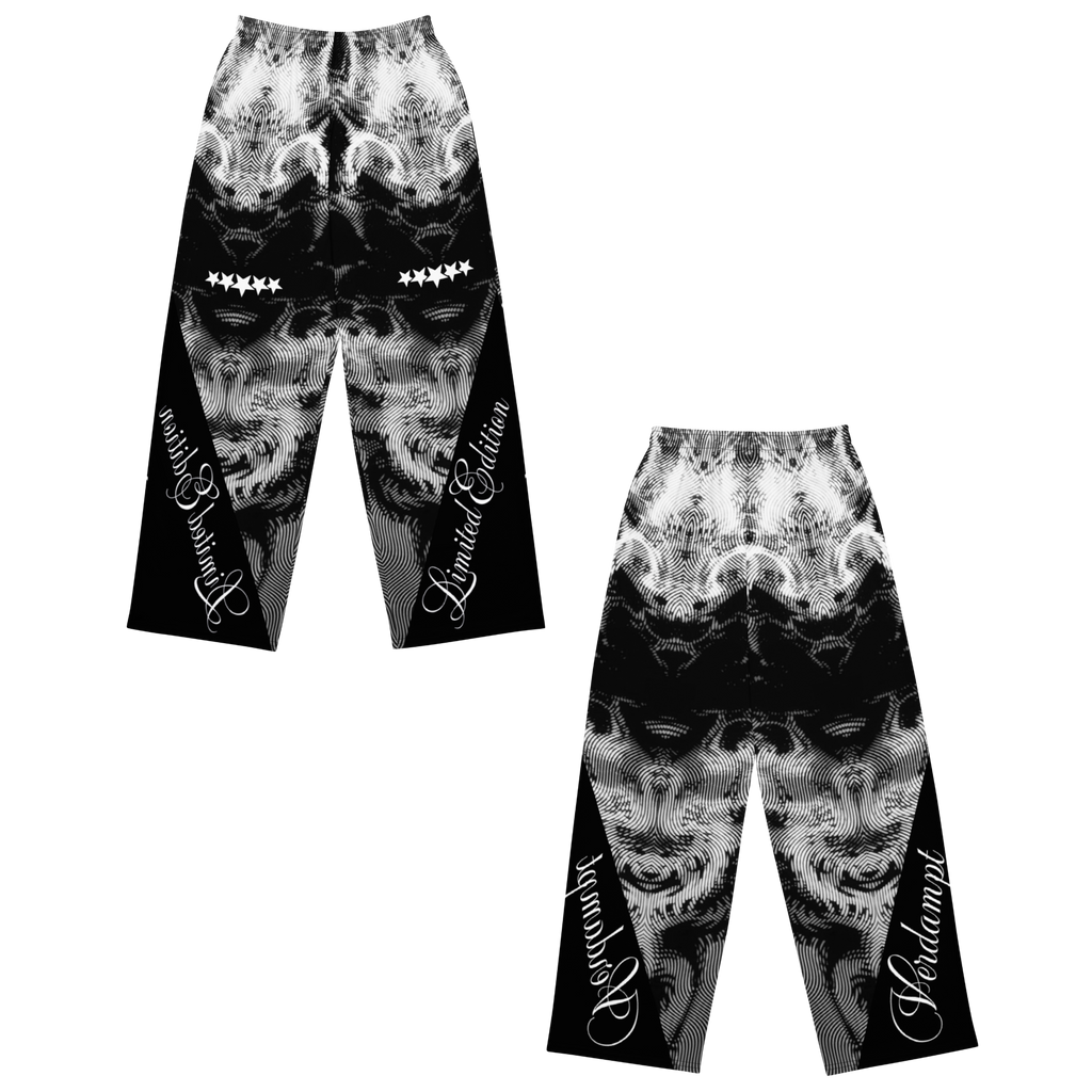 Abyss White pattern wide-leg pants