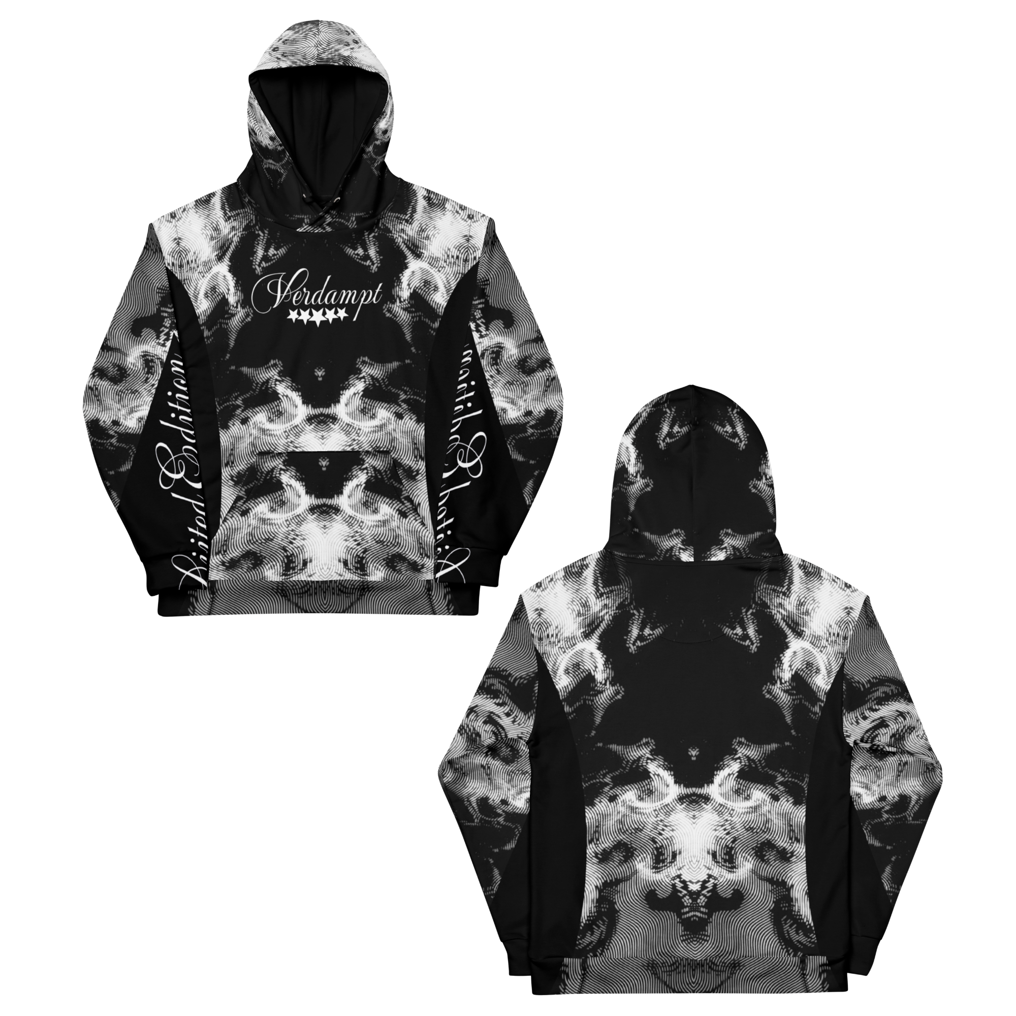Abyss White pattern Cotton hoodie